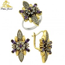 Gümüş Otantik Taşlı Set